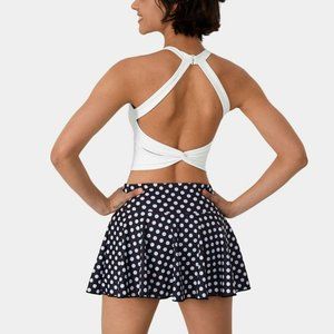 Low Support Halter Neck Contrast Mesh Backless Twisted Sports Bra